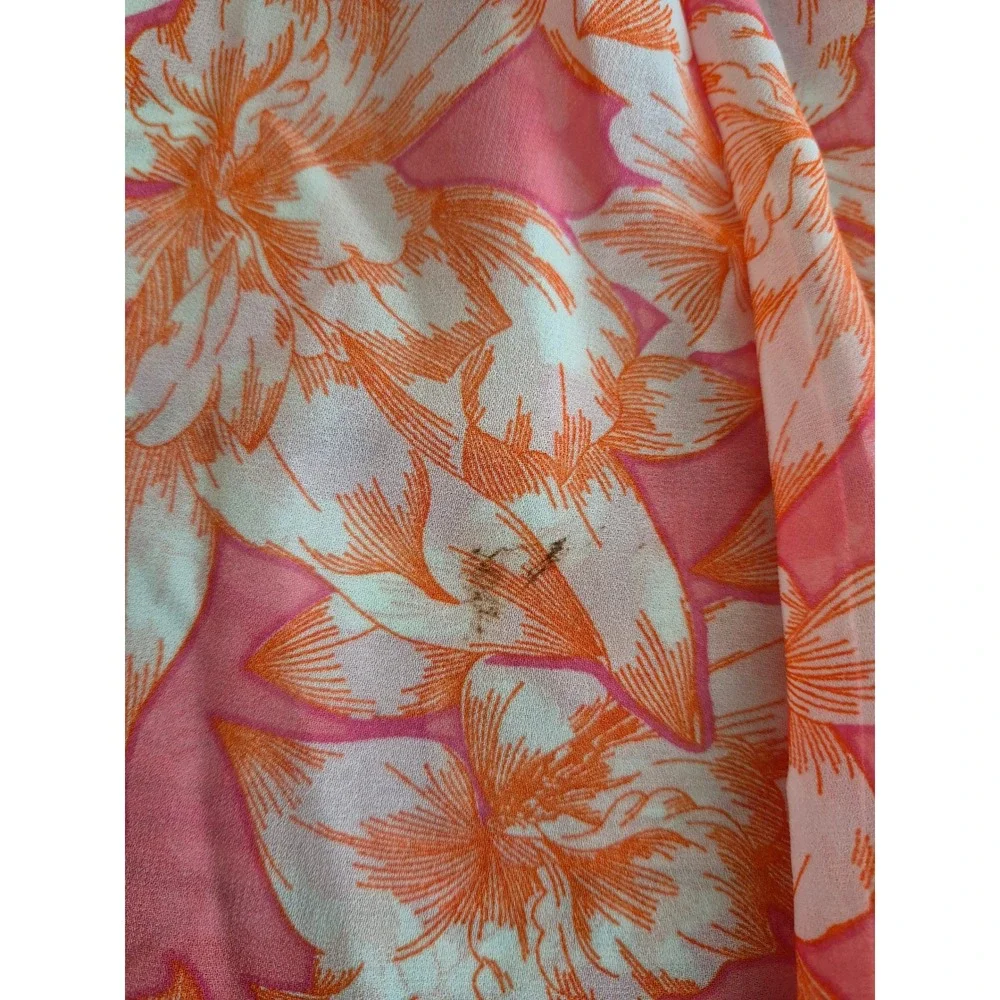 The Childrens Place Girls Pink Floral Cold Shoulder Handkerchief Hem Dress 10/12